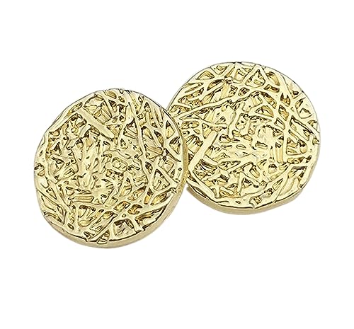 GIAYEU Knöpfe for Annähen, unregelmäßige Metall runde Damen Mantelknöpfe Gold 6 Stück(Gold,20mm) von GIAYEU