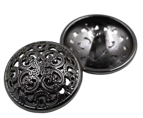 GIAYEU Knöpfe for Nähen, 6 Stück 15–25 mm Hohle Metallknöpfe DIY Kleidungsdekoration Schnalle Nähzubehör for Anzug, Kleidung, Mantel(Black,20 mm) von GIAYEU