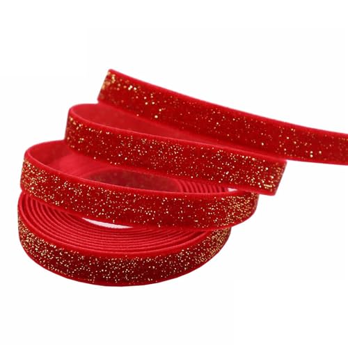 GIBZ Glitzer Rotes Samt Schleifenband für Geschenkpapier, Luxuriöse Weihnachtsdekoration, DIY Basteln Schleifenbänder, 1cm, 45m GIBZ Glitzer Rotes Samt Schleifenband für Geschenkpapier, Luxuriöse Weihnachtsdekoration, DIY Basteln Schleifenbänder, 1cm, 45m von GIBZ