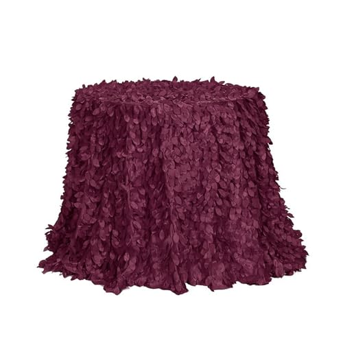 GIBZ Runde Tischdecke aus 3D Blumenstoff, Satin Kuchentischdecke, Elegante Deko Tischdecken für Hochzeit Geburtstag Party, Burgunderrot, 335x335cm von GIBZ