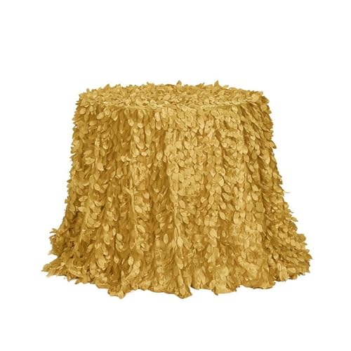 GIBZ Runde Tischdecke aus 3D Blumenstoff, Satin Kuchentischdecke, Elegante Deko Tischdecken für Hochzeit Geburtstag Party, Gold, 120x120cm von GIBZ