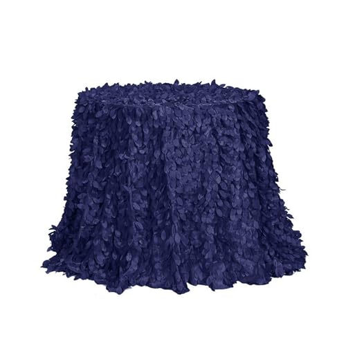 GIBZ Runde Tischdecke aus 3D Blumenstoff, Satin Kuchentischdecke, Elegante Deko Tischdecken für Hochzeit Geburtstag Party, Marine Blau, 260x260cm von GIBZ