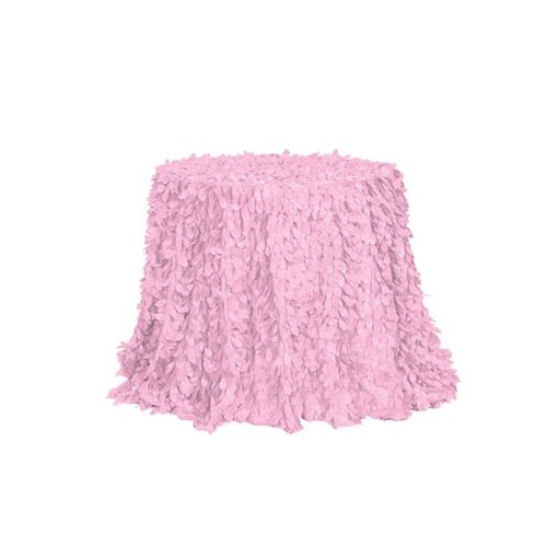 GIBZ Runde Tischdecke aus 3D Blumenstoff, Satin Kuchentischdecke, Elegante Deko Tischdecken für Hochzeit Geburtstag Party, Rosa, 228x228cm von GIBZ