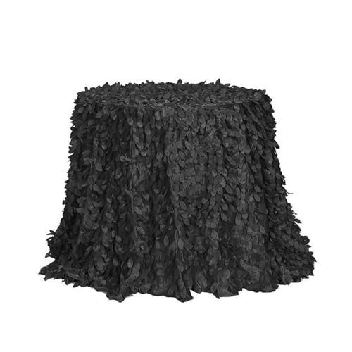 GIBZ Runde Tischdecke aus 3D Blumenstoff, Satin Kuchentischdecke, Elegante Deko Tischdecken für Hochzeit Geburtstag Party, Schwarz, 228x228cm von GIBZ