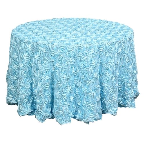 GIBZ Runde Tischdecke aus Blumenstoff, 3D Tischdecken aus Satin für Kuchen, Elegante für Hochzeit Geburtstag Party, Blau, 305x305cm von GIBZ