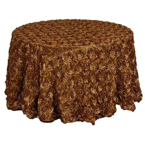 GIBZ Runde Tischdecke aus Blumenstoff, 3D Tischdecken aus Satin für Kuchen, Elegante für Hochzeit Geburtstag Party, Braun, 160x160cm von GIBZ