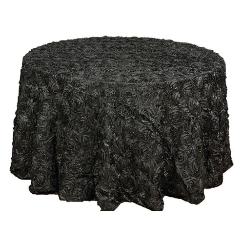 GIBZ Runde Tischdecke aus Blumenstoff, 3D Tischdecken aus Satin für Kuchen, Elegante für Hochzeit Geburtstag Party, Dunkel Grau, 160x160cm von GIBZ