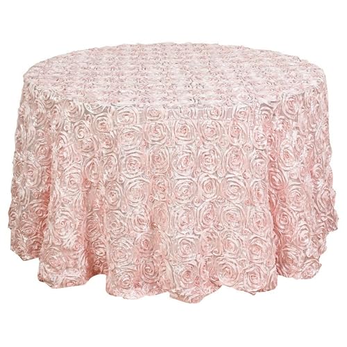 GIBZ Runde Tischdecke aus Blumenstoff, 3D Tischdecken aus Satin für Kuchen, Elegante für Hochzeit Geburtstag Party, Hell Rosa, 180x180cm von GIBZ