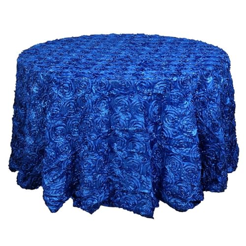 GIBZ Runde Tischdecke aus Blumenstoff, 3D Tischdecken aus Satin für Kuchen, Elegante für Hochzeit Geburtstag Party, Königsblau, 120x120cm von GIBZ