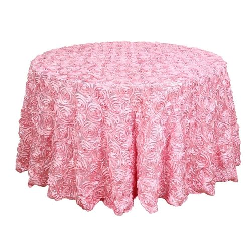 GIBZ Runde Tischdecke aus Blumenstoff, 3D Tischdecken aus Satin für Kuchen, Elegante für Hochzeit Geburtstag Party, Rosa, 305x305cm von GIBZ
