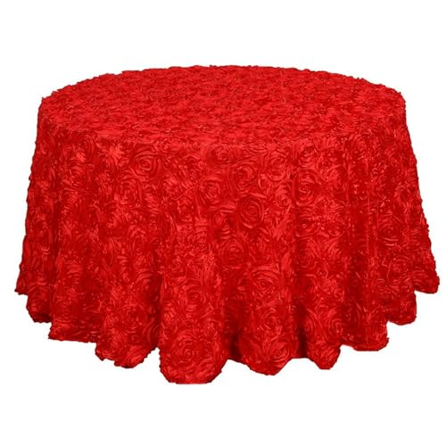 GIBZ Runde Tischdecke aus Blumenstoff, 3D Tischdecken aus Satin für Kuchen, Elegante für Hochzeit Geburtstag Party, Rot, 305x305cm von GIBZ