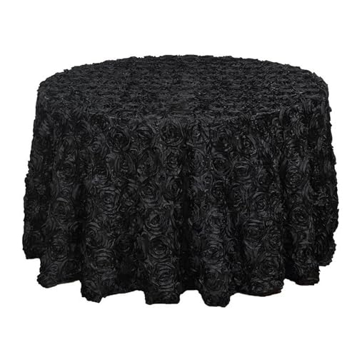 GIBZ Runde Tischdecke aus Blumenstoff, 3D Tischdecken aus Satin für Kuchen, Elegante für Hochzeit Geburtstag Party, Schwarz, 305x305cm von GIBZ