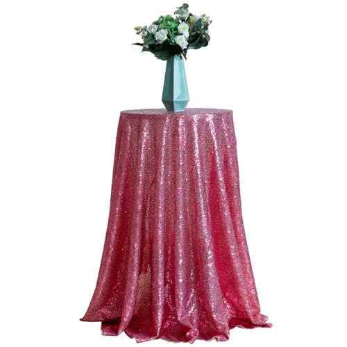 GIBZ Runde Tischdecke mit Glitzer Pailletten, Luxuriöse Glänzend Kuchentischdecke, Tischdecken für Hochzeit Geburtstag Party, Rosé, 230x230cm von GIBZ