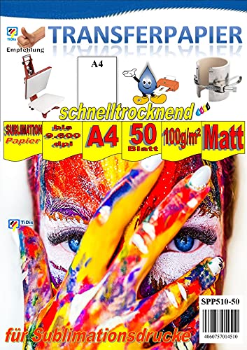 GIC A4 Sublimationspapier: Transferpapier für Textilien und Feststoffe - 50 Blatt Packung - Optimal auf die Marke GIC abgestimmt von GIC - German Ink Company