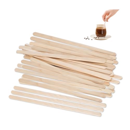 GIDWRIY 100 Stück Holzstäbchen Kaffee Umrühren 14 CM,Kaffeestäbchen Einweg Holz,Kaffee Sticks Aus Holzstab Kaffee Rührstäbchen Holz Kaffeerührer,Holzstäbchen Einzeln Verpackt,Mixer Stäbchen für Tee von GIDWRIY