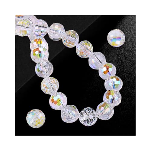 GIDWRIY 100 Stück Kristallperlen zum Auffädeln 10 mm,Facettierte Glasperlen Groß,Runde Glasperlen für Armbänder,Perlen für Sonnenfänger,Crystal Beads For Jewelry Making,Glass Beads für DIY Schmuck von GIDWRIY