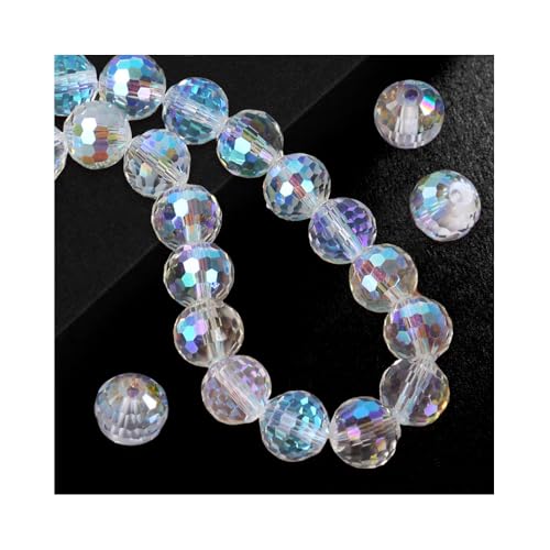 GIDWRIY 100 Stück Kristallperlen zum Auffädeln 10 mm,Facettierte Glasperlen Groß,Runde Glasperlen für Armbänder,Perlen für Sonnenfänger,Crystal Beads For Jewelry Making,Glass Beads für DIY Schmuck von GIDWRIY