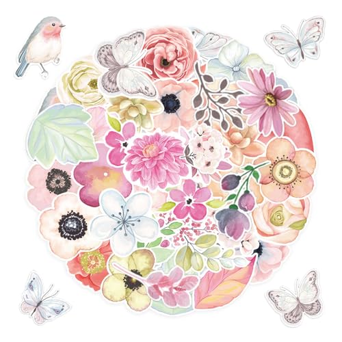 GIDWRIY 100 Stück Scrapbook Aufkleber, Journal Sticker Erwachsene, Aesthetic Laptop Stickers Set, Flower Stickers Transparent, Sticker für Handyhüllen, Wasserdichte PVC Aufkleber GIDWRIY 100 Stück Scrapbook Aufkleber, Journal Sticker Erwachsene, Aesthetic Laptop Stickers Set, Flower Stickers Transparent, Sticker für Handyhüllen, Wasserdichte PVC Aufkleber von GIDWRIY