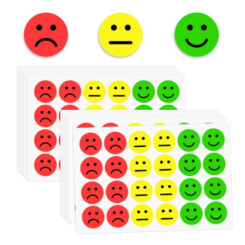GIDWRIY 1200 Stück Smiley Sticker Trauriger 25 mm,Stimmungsaufkleber,Lachende Smileys Aufkleber Emoji Kleber,Belohnungssticker Kinder Smiley Face Sticker Stimmungen,Emoji Aufkleber Glücklich von GIDWRIY