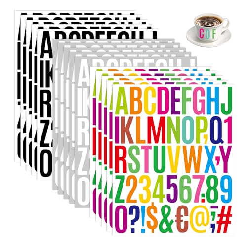 GIDWRIY 15 Stück Klebebuchstaben zum Kleben,Selbstklebende Buchstaben und Zahlen Aufkleber,Numbers Stickers Alphabet für Wasserflaschen,Letter Stickers Beschriftung Wasserfest,Sticker für Handyhülle von GIDWRIY