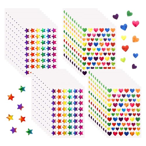 GIDWRIY 2340 Stück Sticker Herzen Sterne,Glitzer Aufkleber Kinder,Herz Stickers Selbstklebend Star,Belohnungssticker Glitzer,Belohnung Sternaufkleber,Bunte Aufkleber für Handwerke DIY Scrapbooking GIDWRIY 2340 Stück Sticker Herzen Sterne,Glitzer Aufkleber Kinder,Herz Stickers Selbstklebend Star,Belohnungssticker Glitzer,Belohnung Sternaufkleber,Bunte Aufkleber für Handwerke DIY Scrapbooking von GIDWRIY