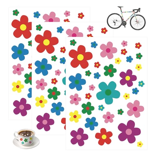 GIDWRIY 3 Stück Sticker Fahrrad Blumen,Autoaufkleber Blumen Aufkleber,Prilblumen Aufkleber Outdoor Wetterfest,Bike Sticker Flowers,Fahrradaufkleber für Wasserflaschen,Handyhülle Stickers Laptop von GIDWRIY