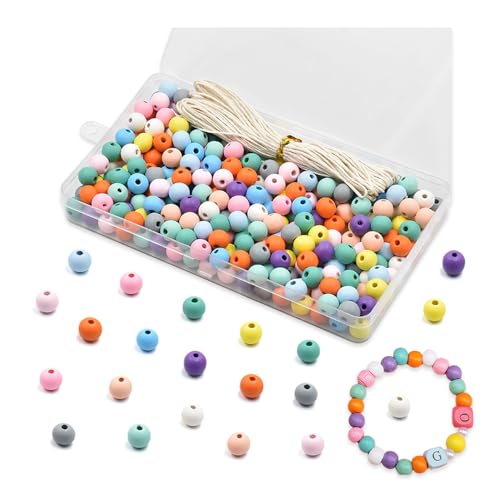 GIDWRIY 300 Stück Holzperlen Bunt Zum Auffädeln 10 mm,Holzperlen Zum Basteln Mit Loch,Schmuckperlen Holz für Armbänder Diy Set,Bastelperlen Set Holz,Holzkugeln Armband,Holzperlen Fädelspiel für DIY GIDWRIY 300 Stück Holzperlen Bunt Zum Auffädeln 10 mm,Holzperlen Zum Basteln Mit Loch,Schmuckperlen Holz für Armbänder Diy Set,Bastelperlen Set Holz,Holzkugeln Armband,Holzperlen Fädelspiel für DIY von GIDWRIY
