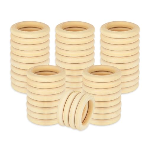 GIDWRIY 50 Stück Natürliche Holzringe Zum Basteln 50mmx10mm,Unbehandelter Holzringe,Makramee Holzring Hölzern,Holz Gardinenringe,Holz Beißringe Kreis,Holzringe Dekoration,Holzringe Schmuckherstellung GIDWRIY 50 Stück Natürliche Holzringe Zum Basteln 50mmx10mm,Unbehandelter Holzringe,Makramee Holzring Hölzern,Holz Gardinenringe,Holz Beißringe Kreis,Holzringe Dekoration,Holzringe Schmuckherstellung von GIDWRIY
