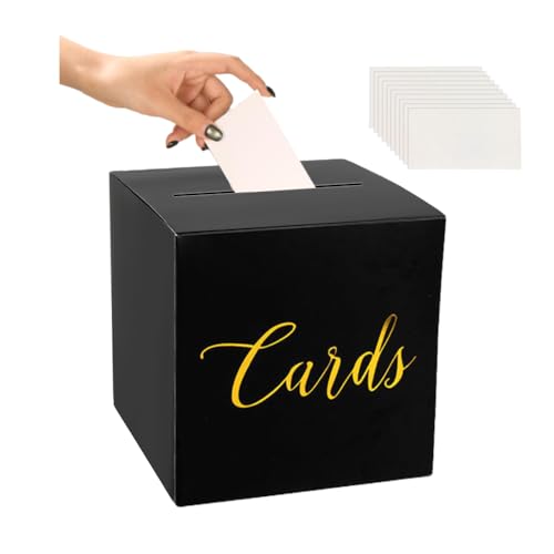 GIDWRIY Cardbox 22 X 22 X 22 Cm,Spendenbox Papier,Einwurfbox Schwarz Pappe,Box Geschenkkarten,Briefbox Hochzeit,Briefkasten Hochzeitspost,Wedding Cards Box,Wahlurnenbox,Kartonschachteln Mit Schlitz von GIDWRIY
