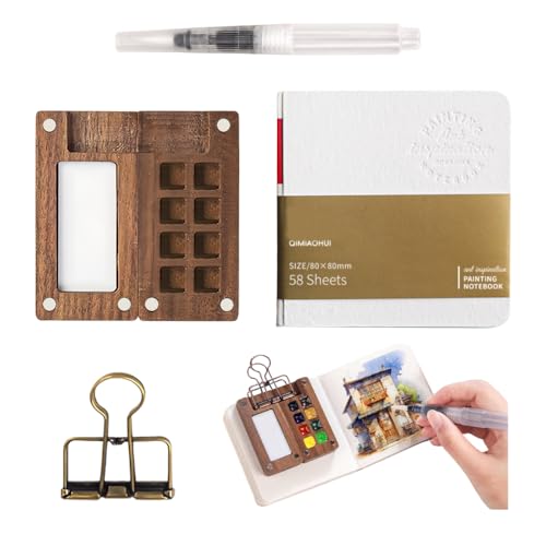 GIDWRIY Mini Aquarell Set Travel,Pocket Aquarells Set Pocketartist,Mischpalette Aquarell Reise,Mini Watercolor Palette,Portable Skizzenbuch Palette,Malpalette Holz mit Aquarellpapier, Aquarellpinsel GIDWRIY Mini Aquarell Set Travel,Pocket Aquarells Set Pocketartist,Mischpalette Aquarell Reise,Mini Watercolor Palette,Portable Skizzenbuch Palette,Malpalette Holz mit Aquarellpapier, Aquarellpinsel von GIDWRIY
