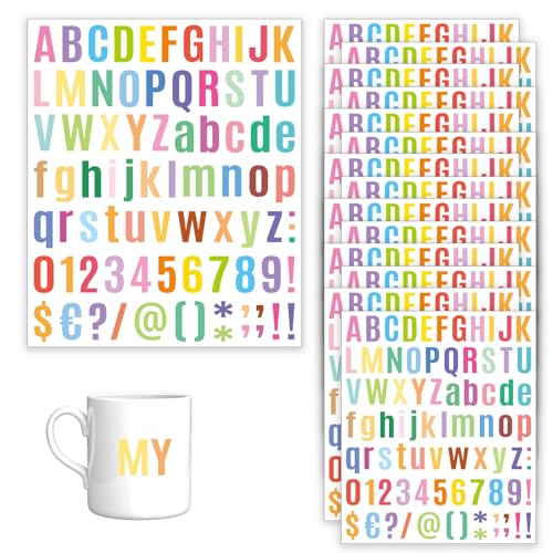 GIEEU 15 Blatt Bunte Alphanumerische Aufkleber, Alphabet Zahlen Aufkleber - Buchstaben und Zahlen zum Aufkleben für DIY Handwerk und Scrapbook Dekoration von GIEEU