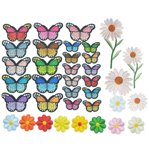 36 Stück Patches zum Aufbügeln,Applikation zum Aufbügeln,Blumen Schmetterling Bestickte Patches,Bügelflicken Set für DIY Kleidung, Kleider, Hüte, Jeans, Taschen, T-Shirt 36 Stück Patches zum Aufbügeln,Applikation zum Aufbügeln,Blumen Schmetterling Bestickte Patches,Bügelflicken Set für DIY Kleidung, Kleider, Hüte, Jeans, Taschen, T-Shirt von GIEEU