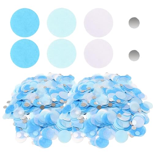 9999 Stück 2,5 cm weiß-blaues, rundes Papierkonfetti für Hochzeit, Konfetti für Luftballons als Tischdekoration, Kreispapier für Verlobung, Babyparty, Party, Geburtstag, Jahrestag (100 g) von GIEEU