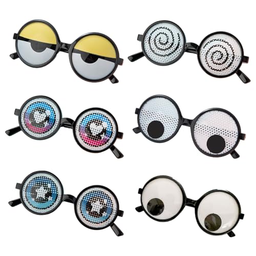 GIEEU Lustige Brille, Kulleraugen, Halloween-Augapfel-Brille, lustige Schüttelaugen-Brille für Foto-Requisiten, lustiges Kostümzubehör für Erwachsene und Kinder, Partyzubehör, 6 Stück von GIEEU