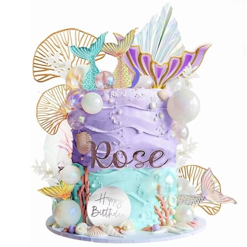 Meerjungfrau-Kuchenaufsätze, Meerjungfrau-Kuchendekorationen für Mädchen, Meerjungfrauen-Cupcake-Topper für Geburtstagspartys und Babypartys, 26 Stück Meerjungfrau-Kuchenaufsätze, Meerjungfrau-Kuchendekorationen für Mädchen, Meerjungfrauen-Cupcake-Topper für Geburtstagspartys und Babypartys, 26 Stück von GIEEU