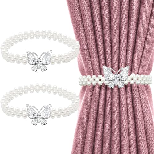 Vorhang Raffhalte zurück 2 Pcs Schmetterling Vorhang Clips, Perlenperle Schnallen Gardinen Raffhalter, frei einstellbar, geeignet für Haus, Hotel, Büro, keine Installation und keine Bohrung (Silber) Vorhang Raffhalte zurück 2 Pcs Schmetterling Vorhang Clips, Perlenperle Schnallen Gardinen Raffhalter, frei einstellbar, geeignet für Haus, Hotel, Büro, keine Installation und keine Bohrung (Silber) von GIEEU