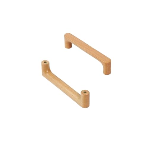 GIJMZY Holzgriffe Für Schränke 2 Stück Holzschrankgriffe Massive Holzküchentürgriffe Kommode Kleiderschrank Knöpfe Schrank Schubladengriff Möbelgriffe(Beech-C128mm) von GIJMZY