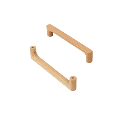 GIJMZY Holzgriffe Für Schränke 2 Stück Holzschrankgriffe Massive Holzküchentürgriffe Kommode Kleiderschrank Knöpfe Schrank Schubladengriff Möbelgriffe(Beech-C160mm) von GIJMZY