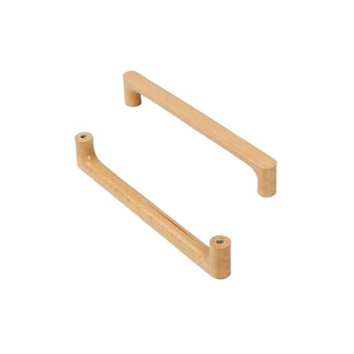 GIJMZY Holzgriffe Für Schränke 2 Stück Holzschrankgriffe Massive Holzküchentürgriffe Kommode Kleiderschrank Knöpfe Schrank Schubladengriff Möbelgriffe(Beech-C192mm) von GIJMZY