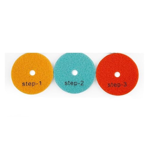 GIKKEPXKL Polierpad, Set mit 3 Polierpads für Trocken und Nass, 9,9 cm, 3/4 Zoll, 3 Schritte, Polierwerkzeug für Marmor, Granit, Terrazzo Schleifwerkzeug (4 Zoll Mix 3 Grit) von GIKKEPXKL