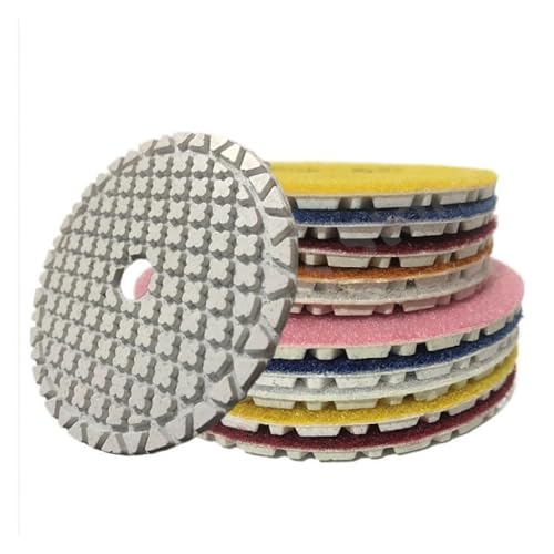 Polierpads, 4 Stück, Diamant-Polierscheiben, trocken, 3/4 Zoll, 4 Stufen, Schleifscheiben, weich und glänzend, Schleifwerkzeuge (C, 4 Stück _ 4 Zoll) von GIKKEPXKL