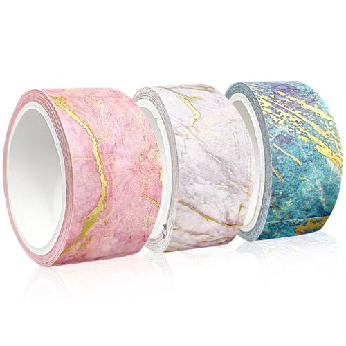 3 Rollen Washi Tape, Set, dekoratives Klebeband, Künstlerband, farbiges Abdeckband, Scrapbook-Klebeband, modische Vielseitigkeit und Papierklebeband für Tagebuch, DIY-Handwerk, Basteln(Marmormuster) 3 Rollen Washi Tape, Set, dekoratives Klebeband, Künstlerband, farbiges Abdeckband, Scrapbook-Klebeband, modische Vielseitigkeit und Papierklebeband für Tagebuch, DIY-Handwerk, Basteln(Marmormuster) von GIKPAX
