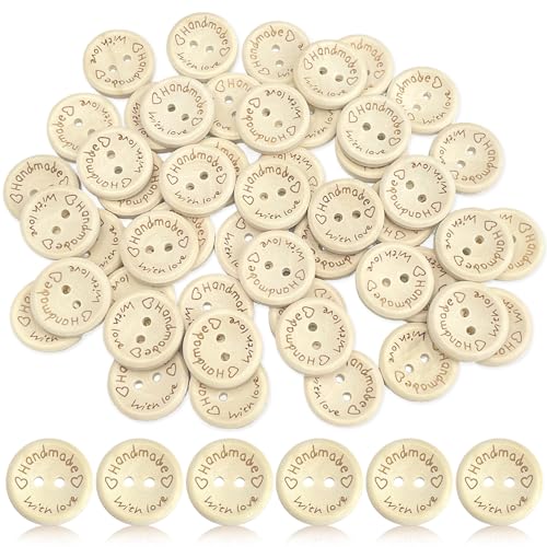 GIKPAX 50 Stück Holz-Knöpfe, Rund, 20 mm, Natur, Handmade with Love, für Baby-Cardigans, DIY, Nähen, Stricken, Basteln GIKPAX 50 Stück Holz-Knöpfe, Rund, 20 mm, Natur, Handmade with Love, für Baby-Cardigans, DIY, Nähen, Stricken, Basteln von GIKPAX
