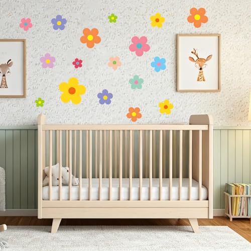 72 Stück Wandaufkleber, selbstklebend, für Schlafzimmer, süße Blumen, Kinderzimmer-Wandaufkleber, Blumen-Wandaufkleber für Mädchen- und Jungenzimmer, Kinderzimmer-Dekoration. von GIKPAX