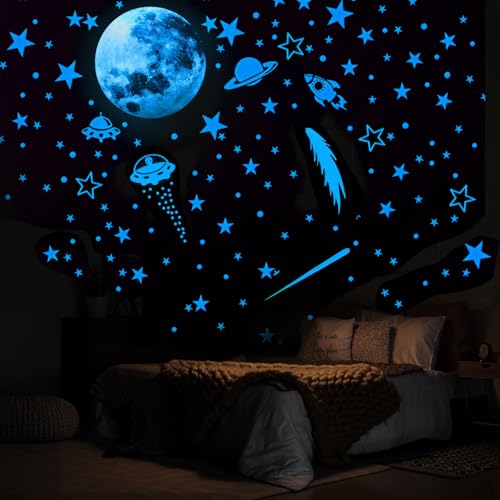 GIKPAX Im Dunkeln Leuchtende Sterne, Wandaufkleber für Decke, Schlafzimmer, Wohnzimmer - PVC, Blau, Sci-fi, Sticker GIKPAX Im Dunkeln Leuchtende Sterne, Wandaufkleber für Decke, Schlafzimmer, Wohnzimmer - PVC, Blau, Sci-fi, Sticker von GIKPAX
