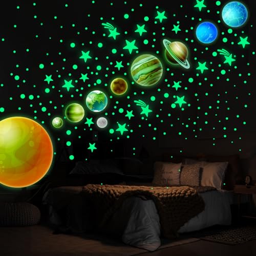 GIKPAX Mehrfarbige Cosmic Wandaufkleber, Im Dunkeln Leuchtende Sterne und Planeten, 444 Stück PVC Aufkleber, Ideal für Kinderzimmer und Schlafzimmer GIKPAX Mehrfarbige Cosmic Wandaufkleber, Im Dunkeln Leuchtende Sterne und Planeten, 444 Stück PVC Aufkleber, Ideal für Kinderzimmer und Schlafzimmer von GIKPAX