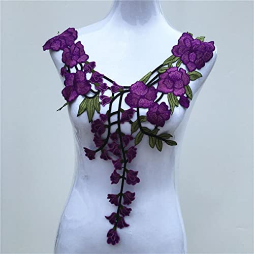 1pc Lila Serie Spitze Ausschnitt Kragen Blume und Herz Spitze Applique Trim, Spitze Stoff Nähzubehör Scrapbooking-F821 von GILAYAS