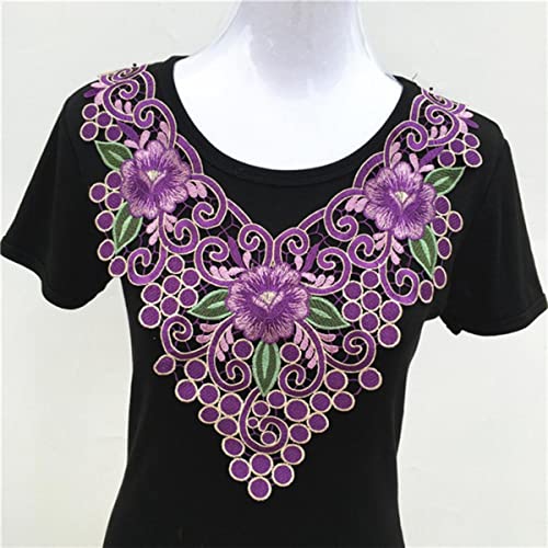 1pc Lila Serie Spitze Ausschnitt Kragen Blume und Herz Spitze Applique Trim, Spitze Stoff Nähzubehör Scrapbooking-W003 von GILAYAS