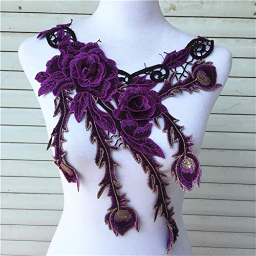 1pc Lila Serie Spitze Ausschnitt Kragen Blume und Herz Spitzenapplikationen Trim, Spitzenstoff Nähzubehör Scrapbooking-ZM Lila von GILAYAS