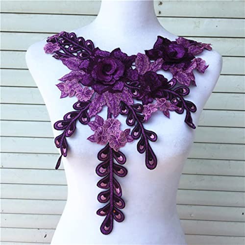 1pc Lila Serie Spitze Ausschnitt Kragen Blume und Herz Spitzenapplikationen Trim, Spitzenstoff Nähzubehör Scrapbooking-ZM Lila von GILAYAS